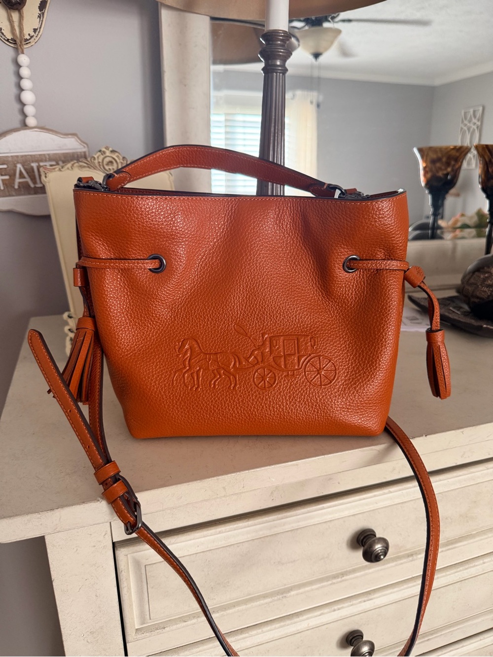 Coach Pebble Leather Crossbody in Rich Saddle Orange